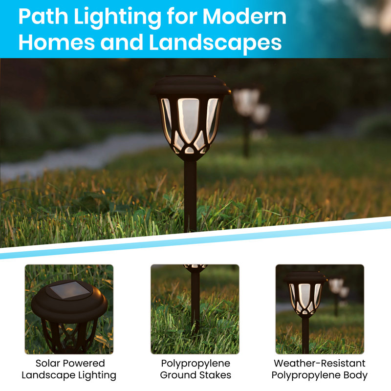 Rustic Brown Tulip Design LED Solar Pathway Lights, 8-Pack