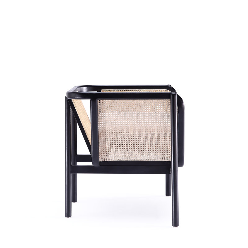 Versailles Barrel Accent Chair in Black & Cream with Rattan Back