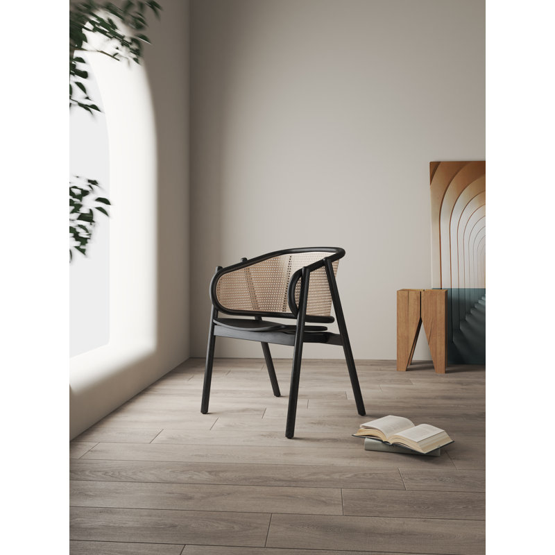 Versailles Black and Natural Cane Ergonomic Accent Chair