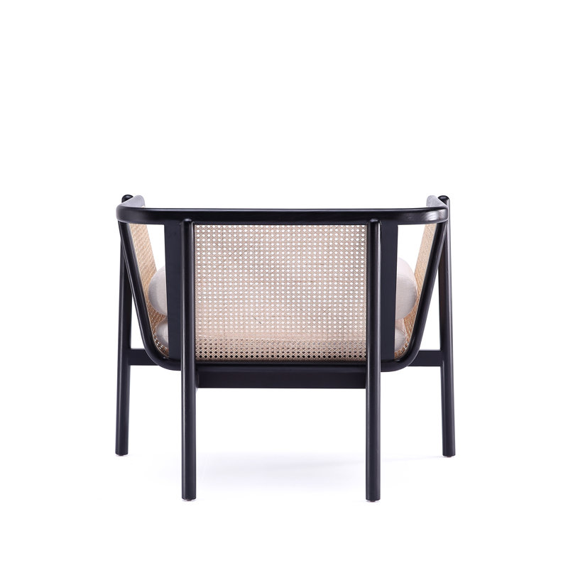 Versailles Barrel Accent Chair in Black & Cream with Rattan Back