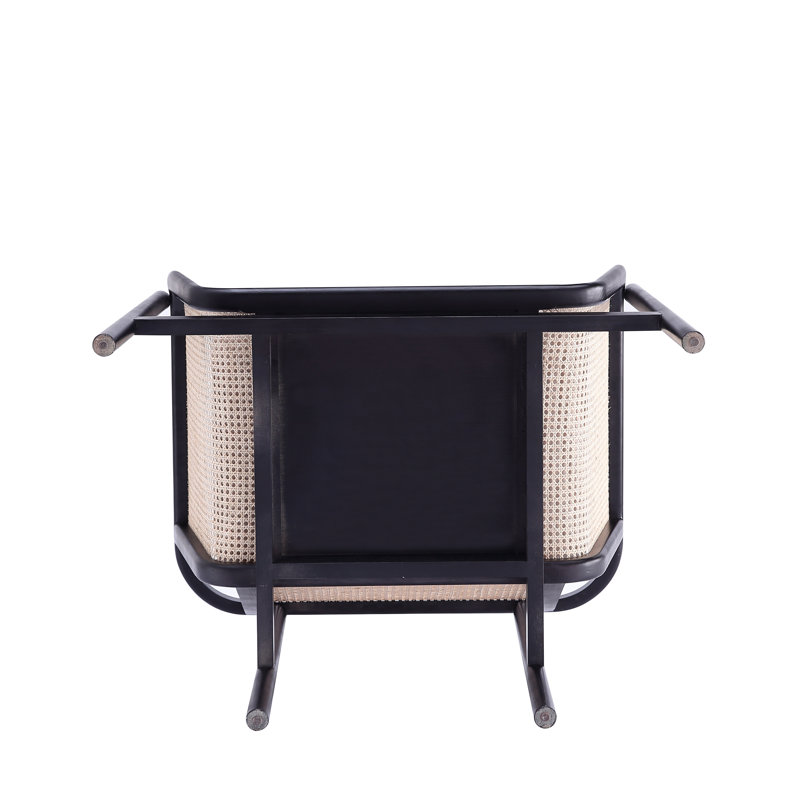 Versailles Barrel Accent Chair in Black & Cream with Rattan Back