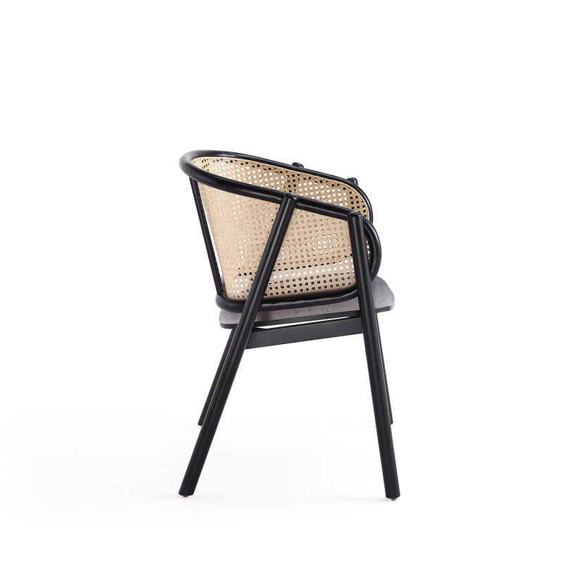 Versailles Black and Natural Cane Ergonomic Accent Chair