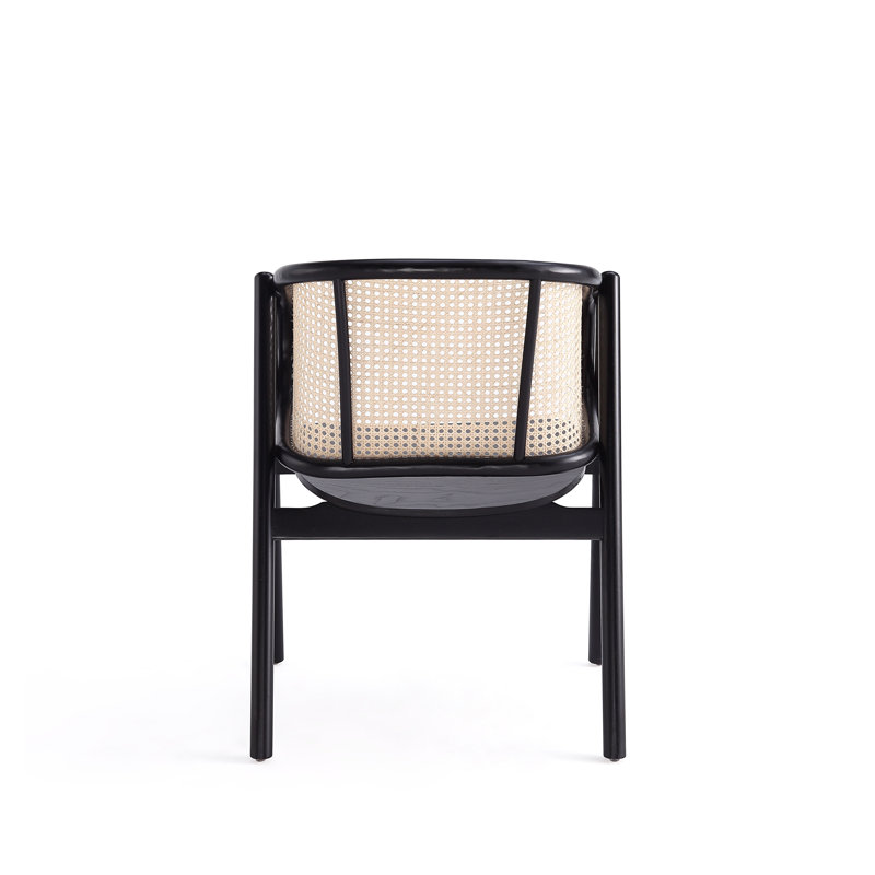 Versailles Black and Natural Cane Ergonomic Accent Chair