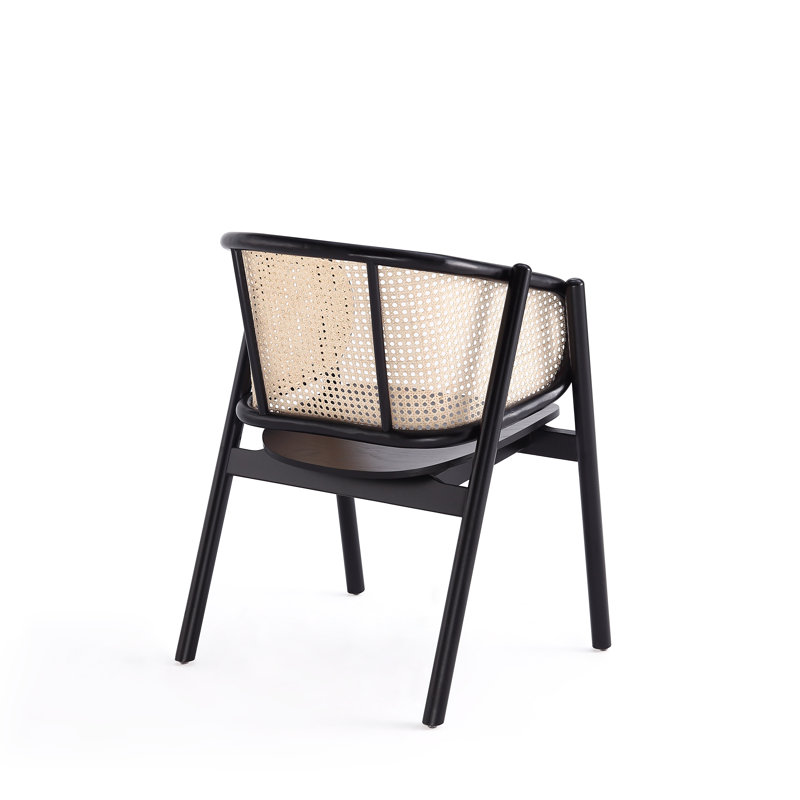 Versailles Black and Natural Cane Ergonomic Accent Chair