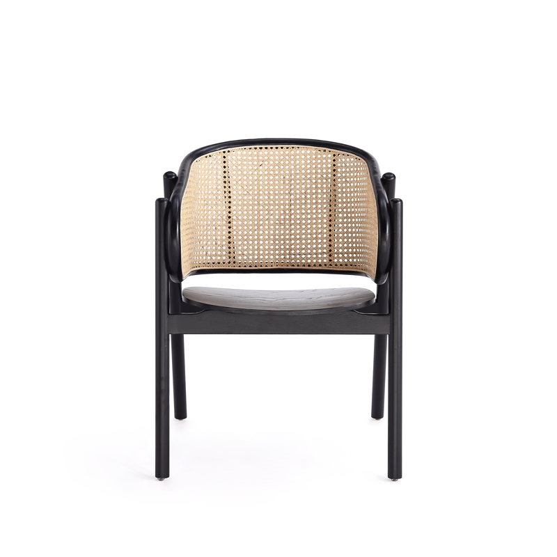 Versailles Black and Natural Cane Ergonomic Accent Chair