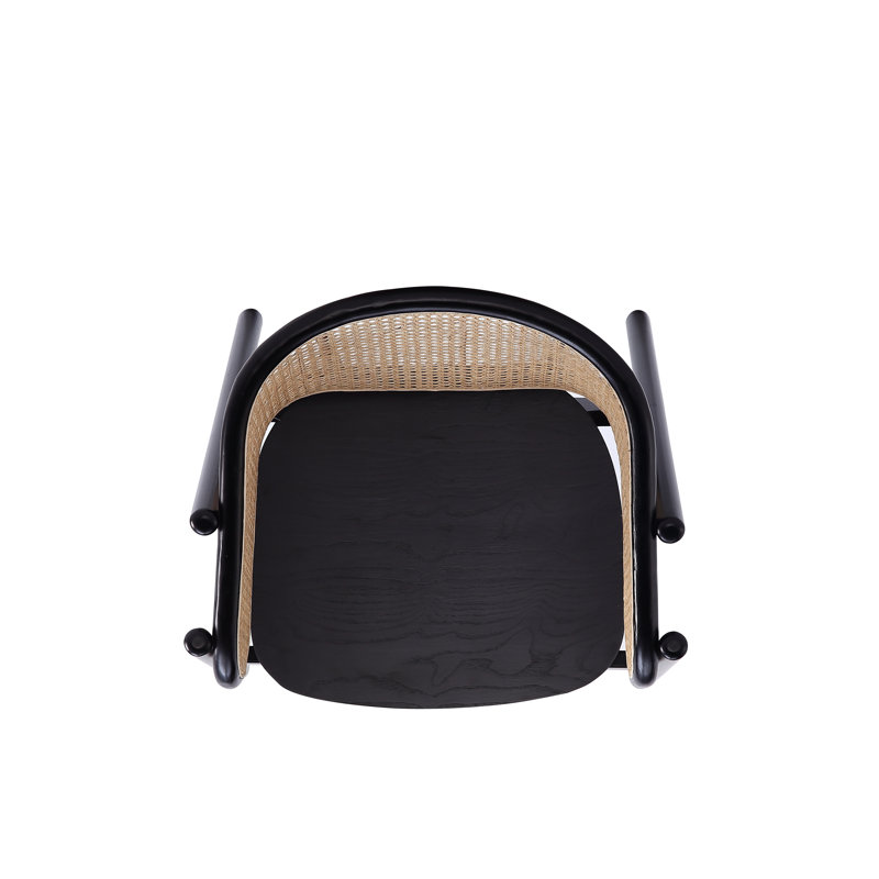 Versailles Black and Natural Cane Ergonomic Accent Chair