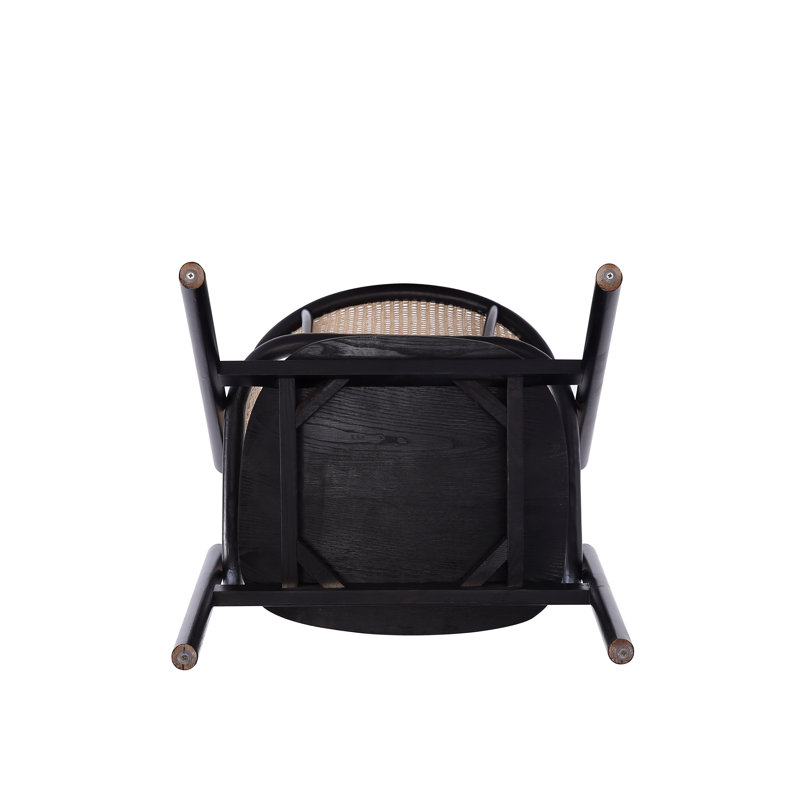 Versailles Black and Natural Cane Ergonomic Accent Chair