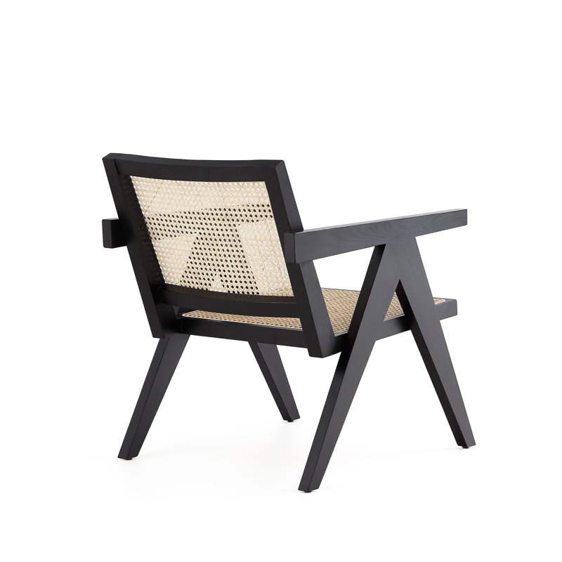 Hamlet Black and Natural Cane Wood Accent Armchair