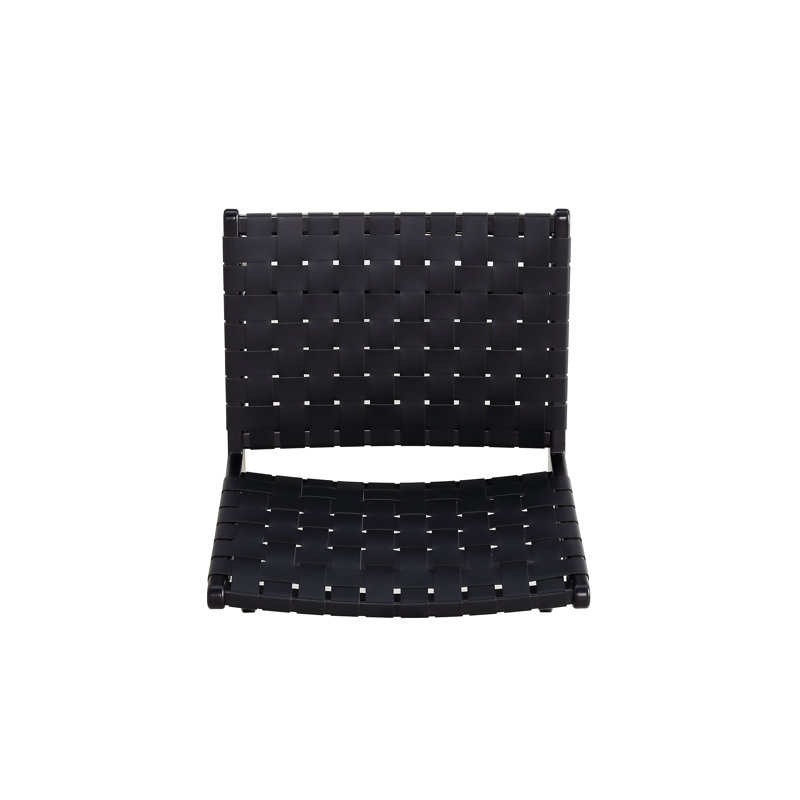 Manhattan Comfort Black Faux Leather Woven Slipper Chair