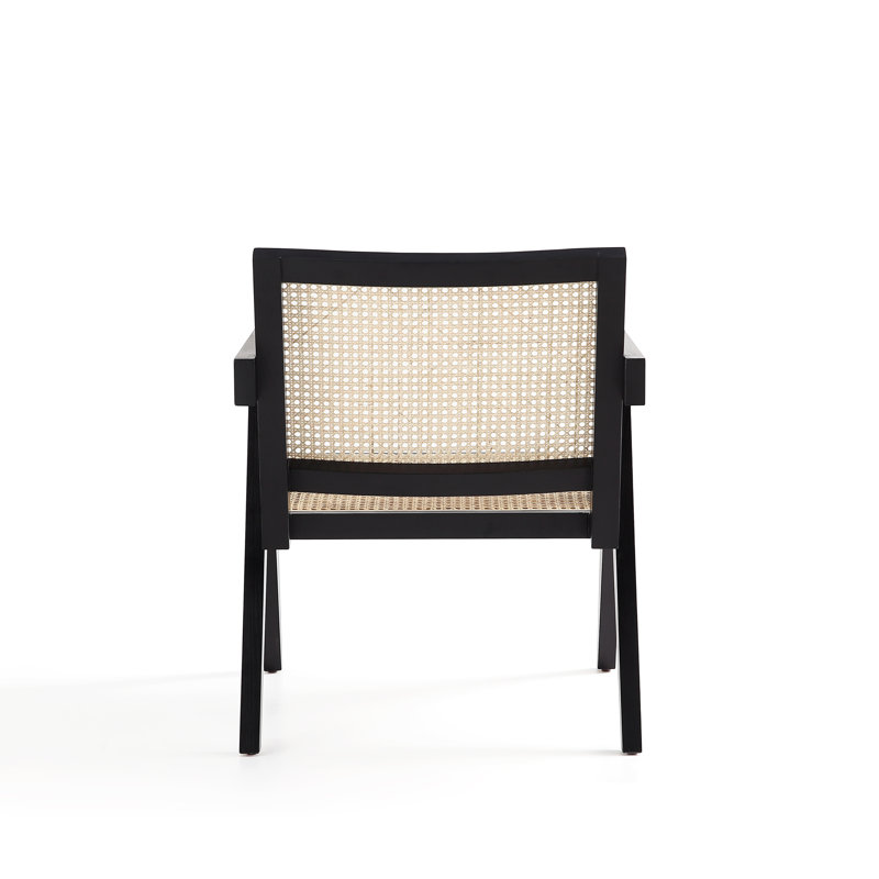 Hamlet Black and Natural Cane Wood Accent Armchair