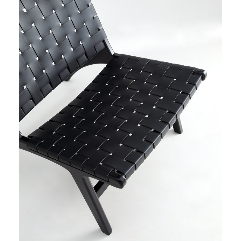 Manhattan Comfort Black Faux Leather Woven Slipper Chair