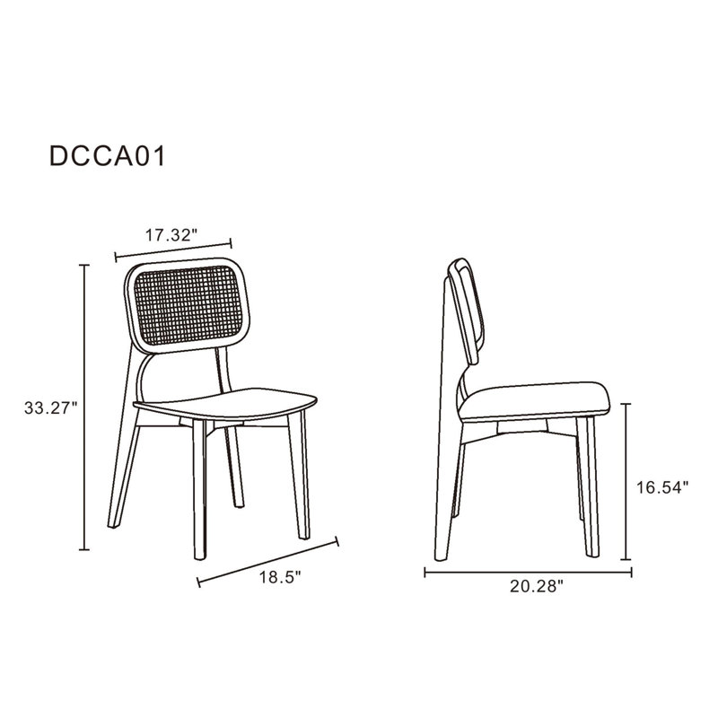 Versailles Natural Cane and Ash Wood Ergonomic Side Chair