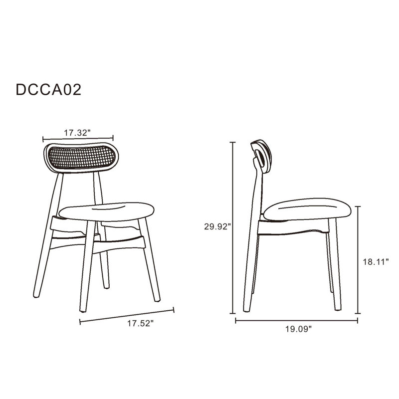 High Gray Wood and Cane Side Chair