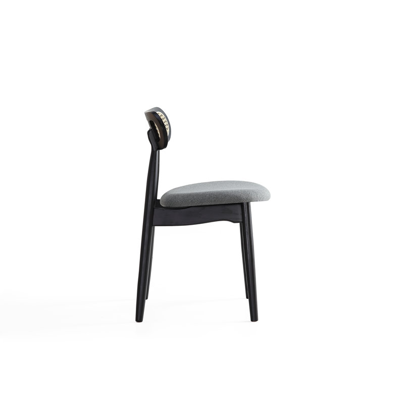 High Gray Wood and Cane Side Chair
