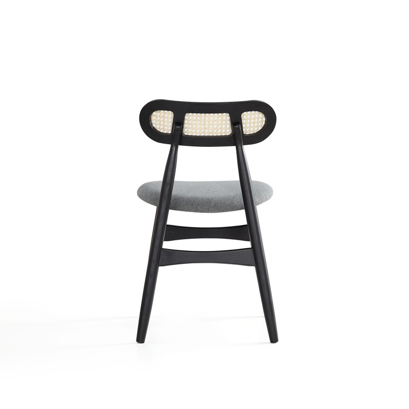 High Gray Wood and Cane Side Chair