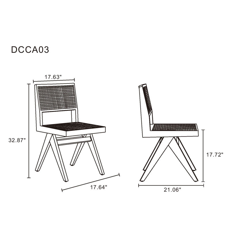 Elevated Nature Cane High-Back Side Chair in Natural Beige