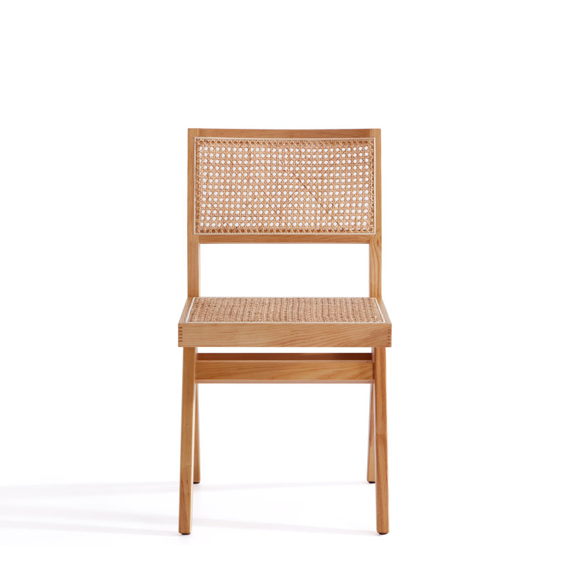 Elevated Nature Cane High-Back Side Chair in Natural Beige