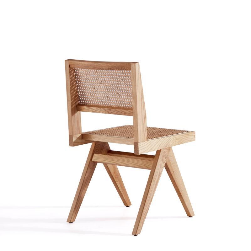 Elevated Nature Cane High-Back Side Chair in Natural Beige