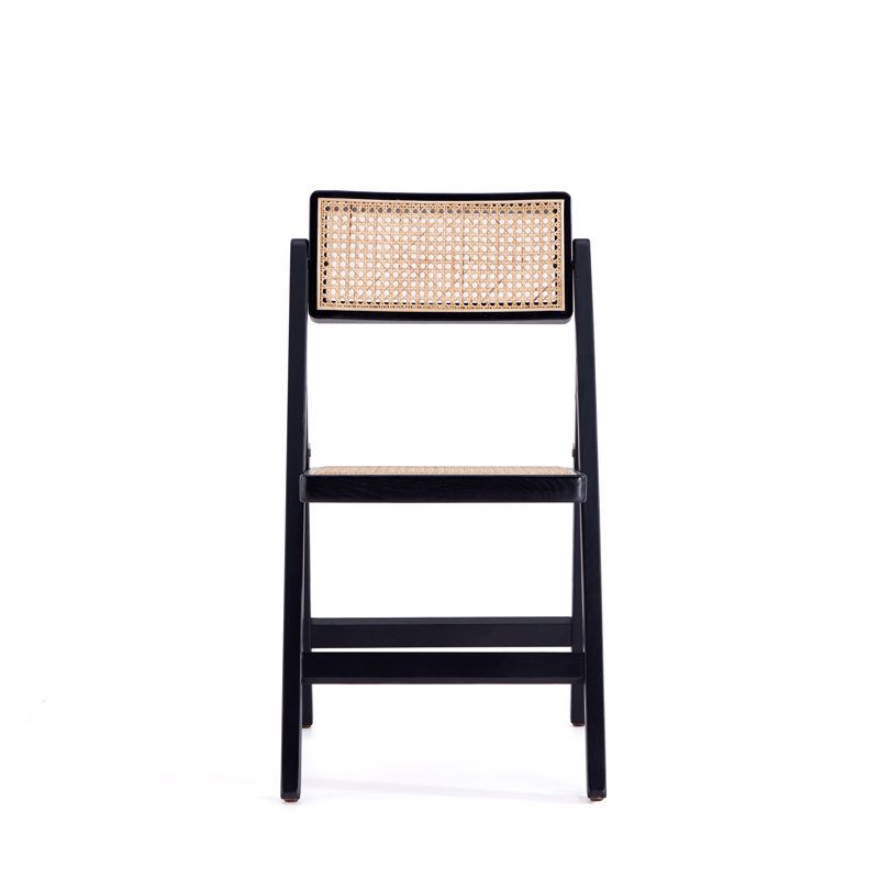 Pullman Black and Natural Cane Solid Wood Folding Side Chair