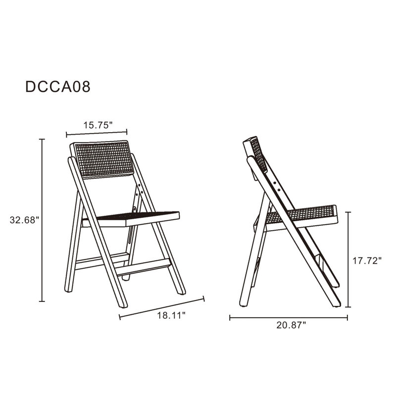 Pullman Black and Natural Cane Solid Wood Folding Side Chair