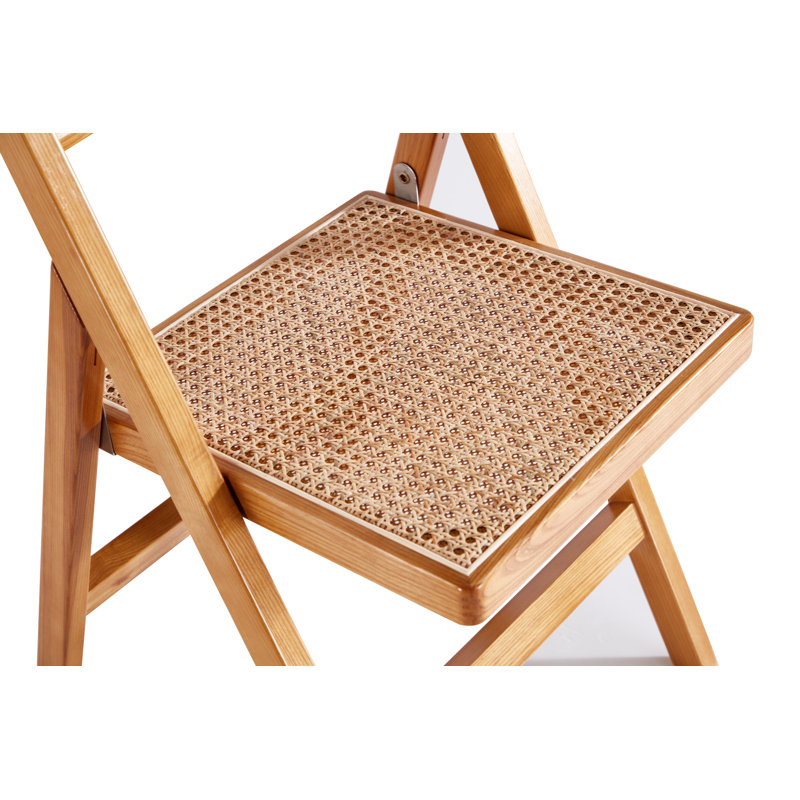 Natural Cane and Wood Folding Dining Side Chair Set