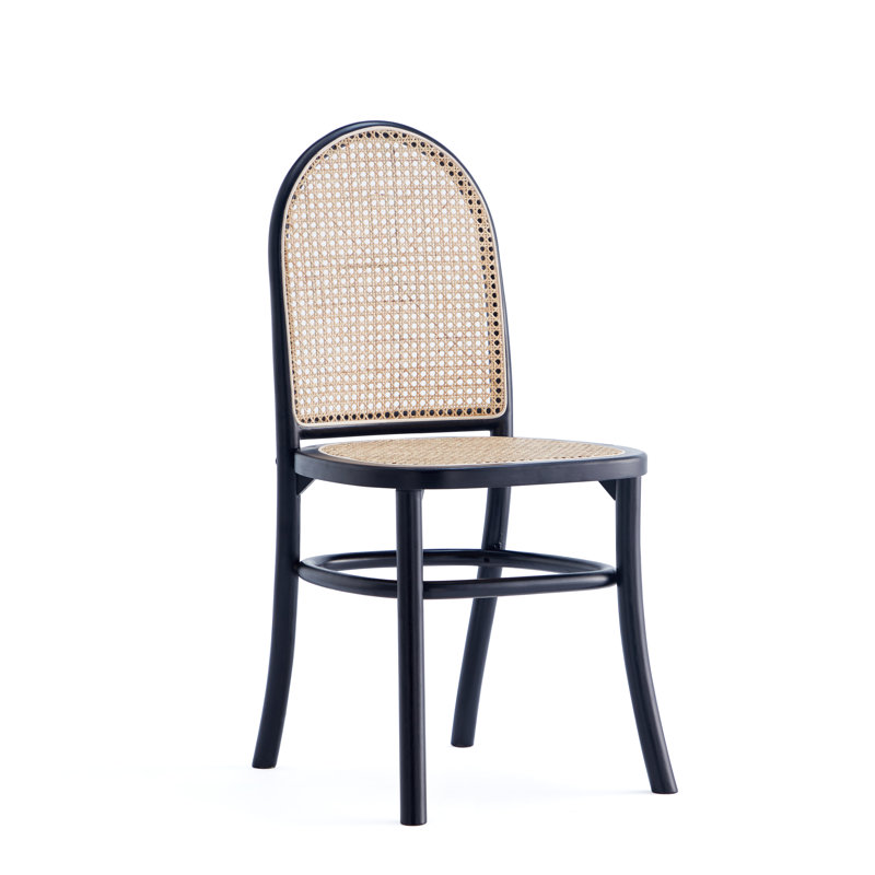 Elegant Natural Ash Wood and Cane Side Dining Chair, Set of 2