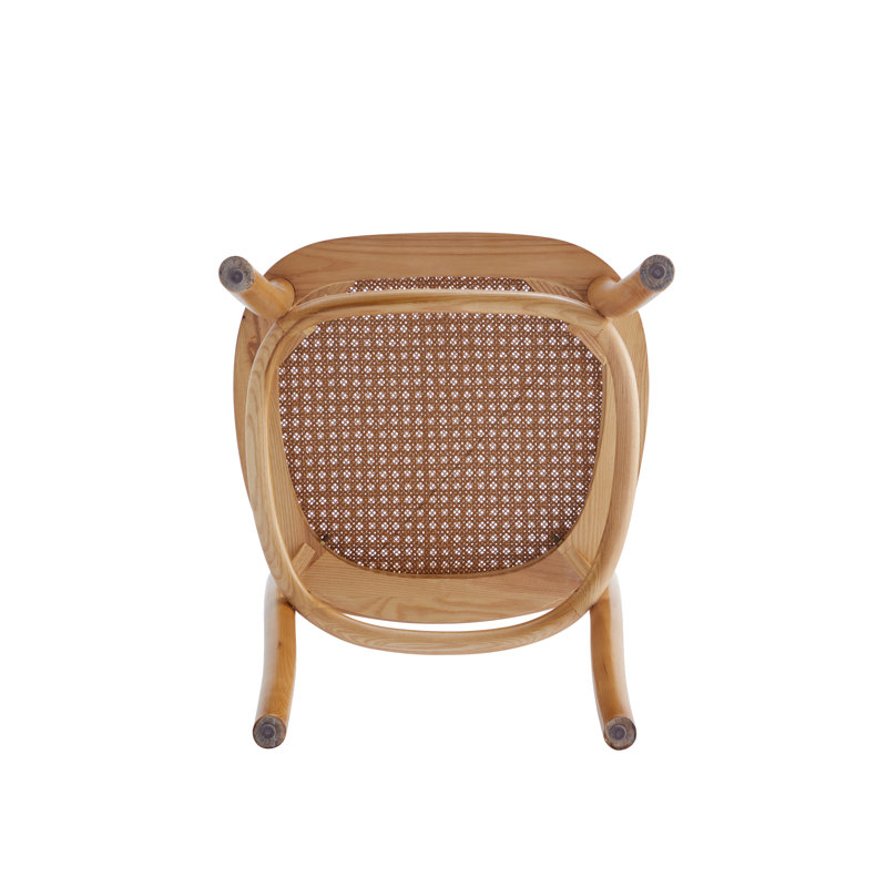 Elegant Natural Ash Wood and Cane Side Dining Chair, Set of 2