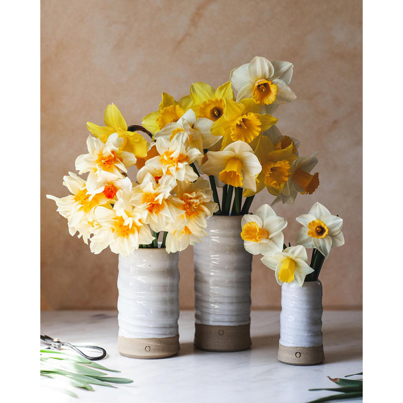 Small White Ceramic Bouquet Table Vase
