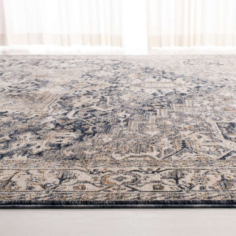 Serene Navy and Taupe Medallion 6' x 9' Synthetic Area Rug