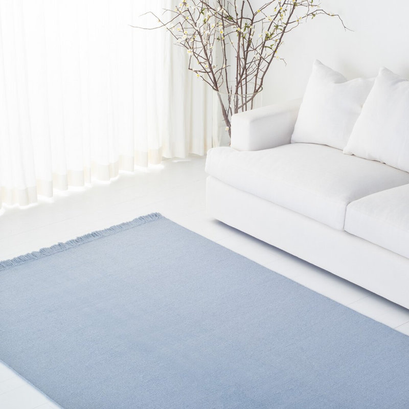 Elysian Fields Hand-Knotted Blue Wool and Cotton 4' x 6' Area Rug