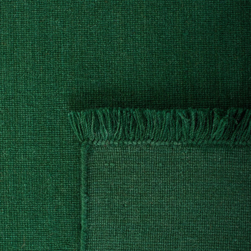 Elegant Green Hand-Knotted Wool & Cotton 4'x6' Area Rug
