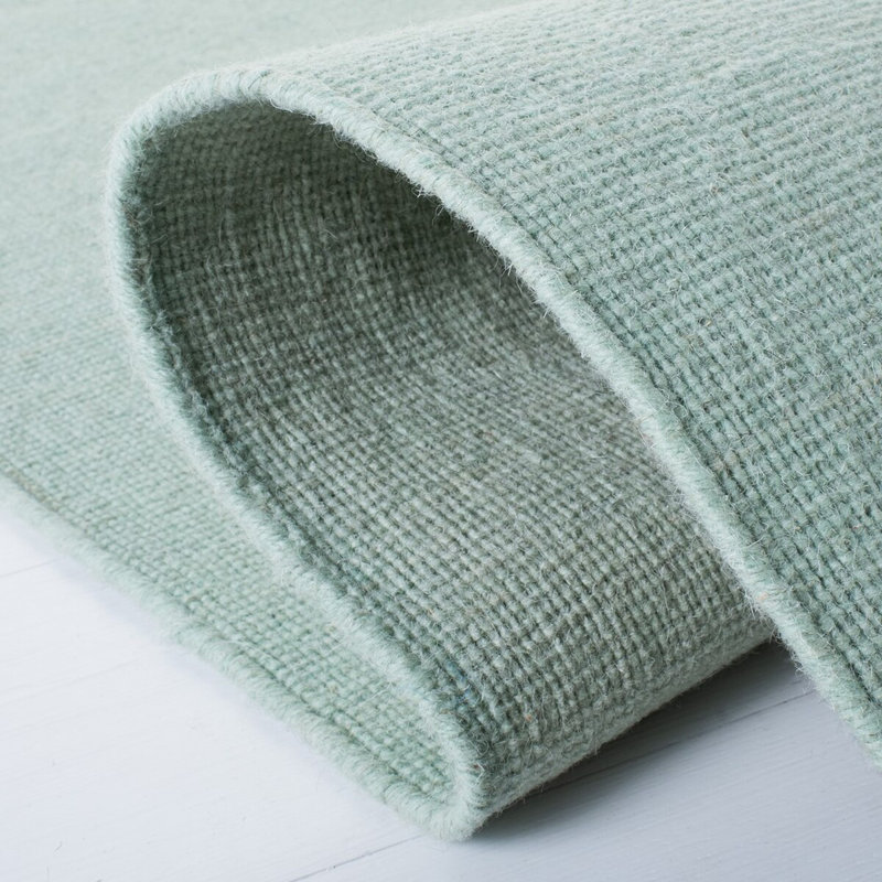 Elegant Hand-Knotted Light Green Wool Runner Rug, 2'3" x 8'