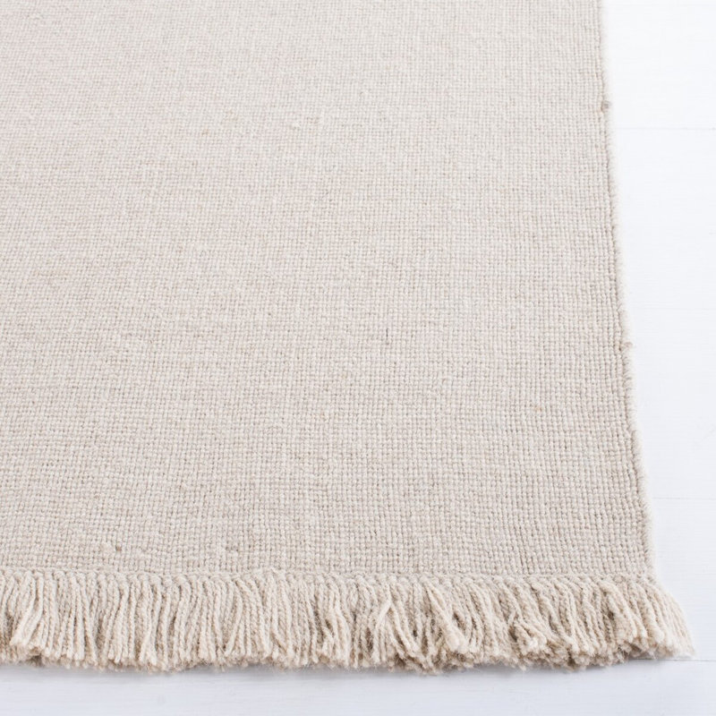 Beige Hand-Knotted Wool Runner Rug 2'3" x 8'