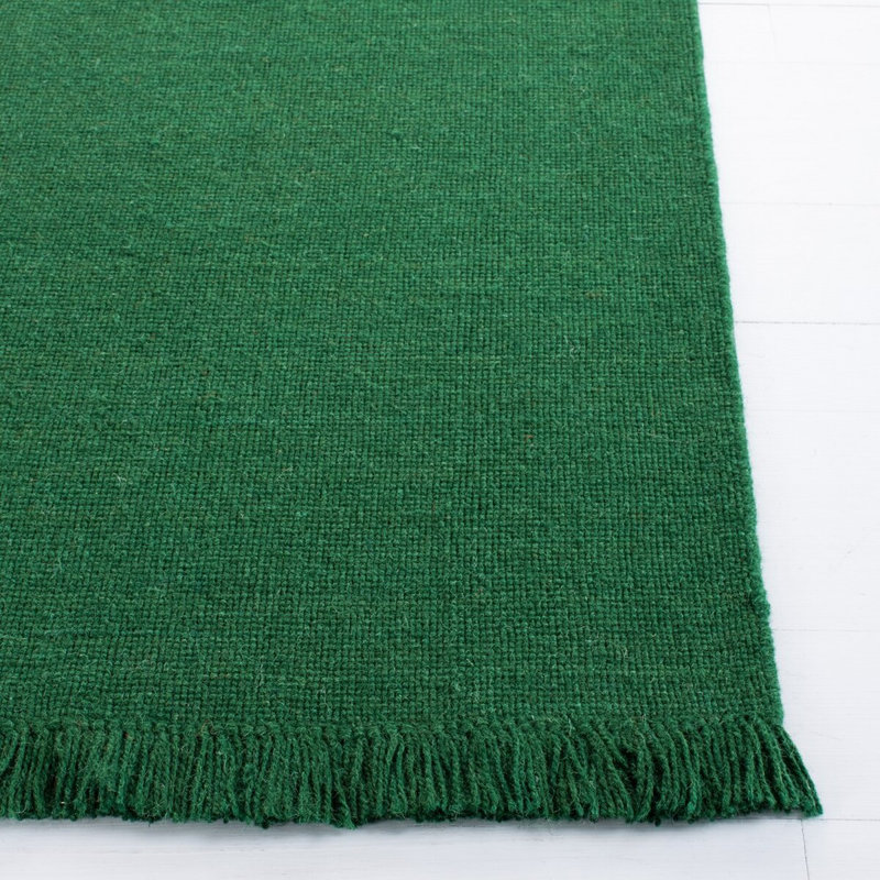 Elegant Green Hand-Knotted Wool & Cotton 4'x6' Area Rug