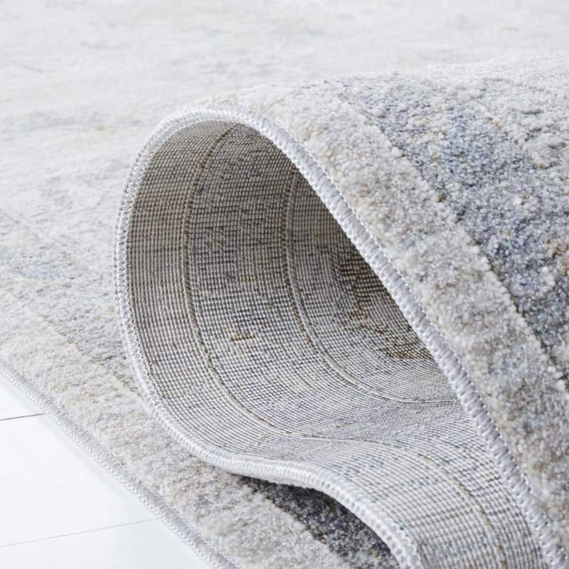 Elegant Gray Floral 10' x 14' Hand-Knotted Synthetic Area Rug