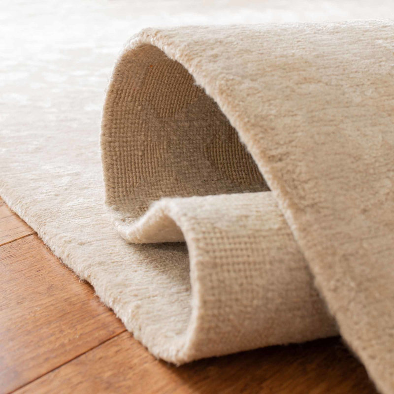 Nepalese Hand-Knotted Silk & Wool Sand-Toned Area Rug, 6' x 9'