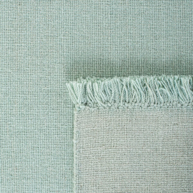 Elegant Hand-Knotted Light Green Wool Runner Rug, 2'3" x 8'