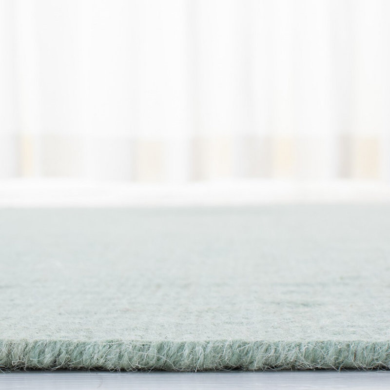 Elegant Hand-Knotted Light Green Wool Runner Rug, 2'3" x 8'