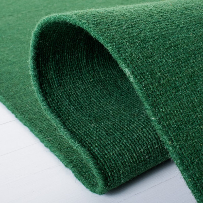 Elegant Green Hand-Knotted Wool & Cotton 4'x6' Area Rug