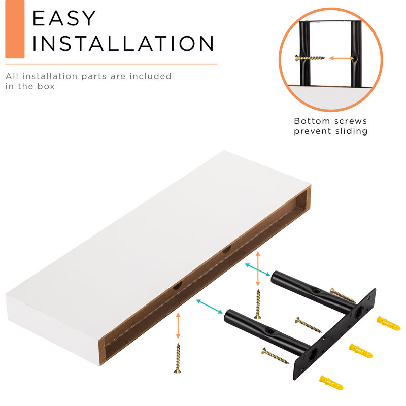 Elegant White Floating Mantel Wall Shelf Set