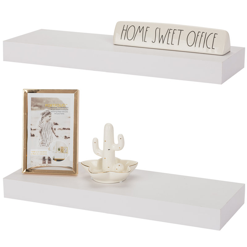 Elegant White Floating Mantel Wall Shelf Set