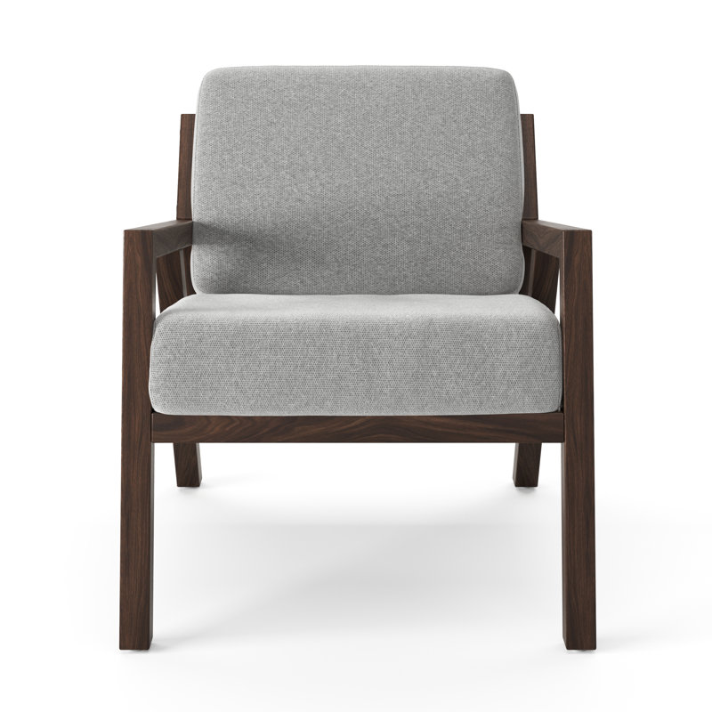 Wilson Mid-Century Walnut Wood & Off-White Fabric Accent Chair