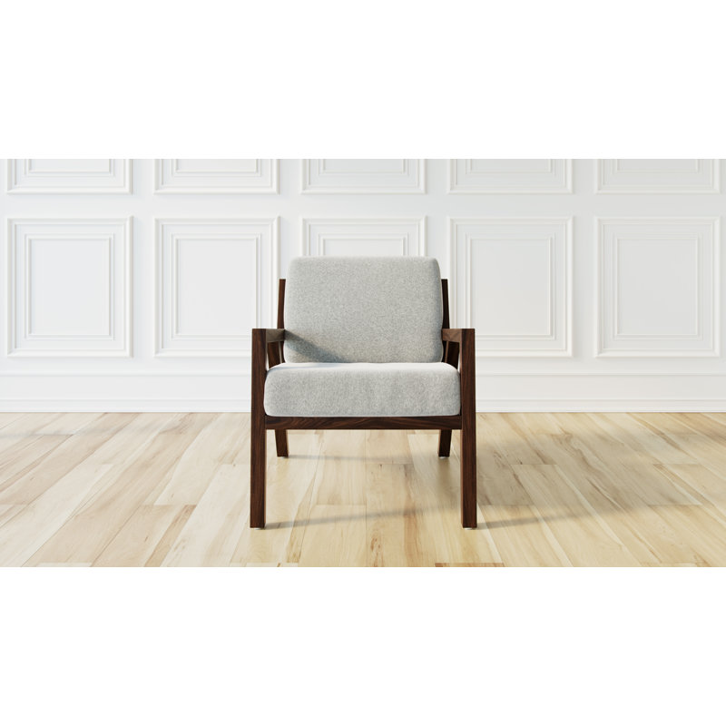 Wilson Mid-Century Walnut Wood & Off-White Fabric Accent Chair