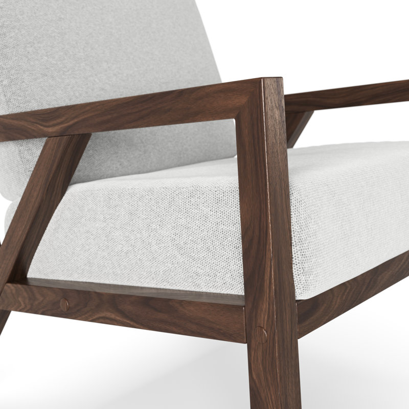 Wilson Mid-Century Walnut Wood & Off-White Fabric Accent Chair