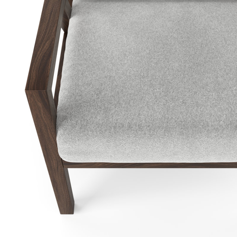 Wilson Mid-Century Walnut Wood & Off-White Fabric Accent Chair