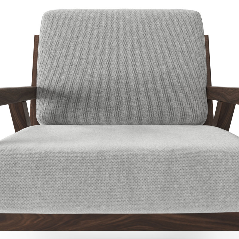 Wilson Mid-Century Walnut Wood & Off-White Fabric Accent Chair