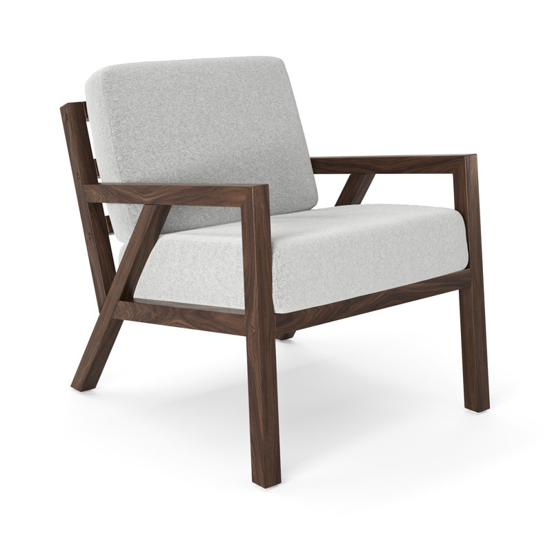 Wilson Mid-Century Walnut Wood & Off-White Fabric Accent Chair