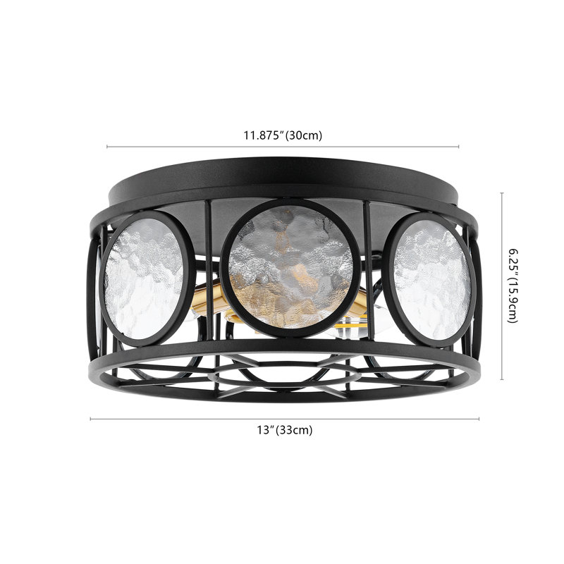 Victorian Inspired 13" Black Glass LED Flush Mount Light
