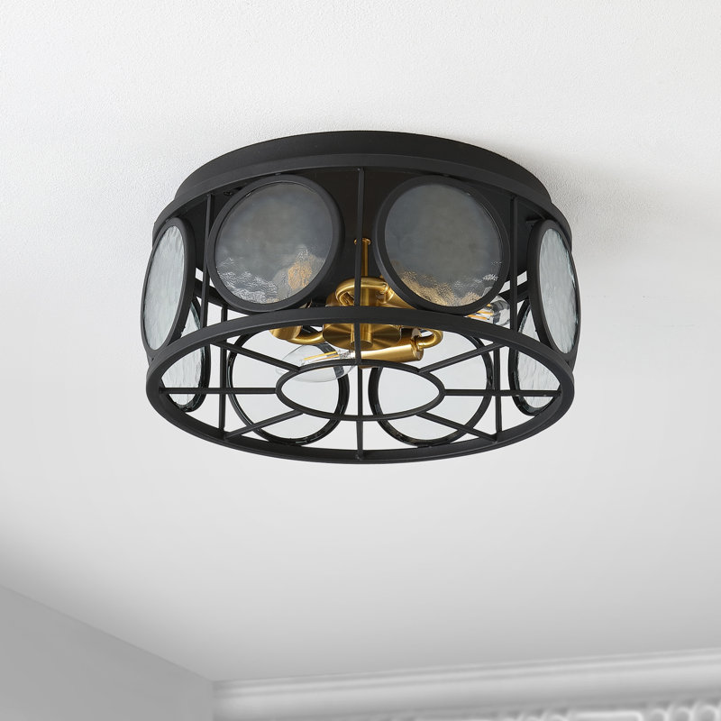 Victorian Inspired 13" Black Glass LED Flush Mount Light