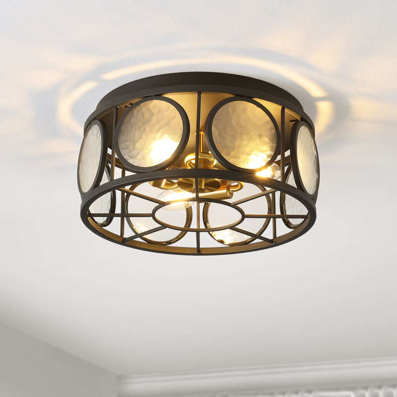 Victorian Inspired 13" Black Glass LED Flush Mount Light